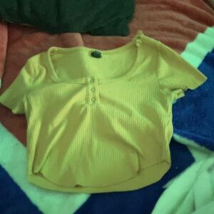 Wild Fable Yellow Buttoned Ribbed Top